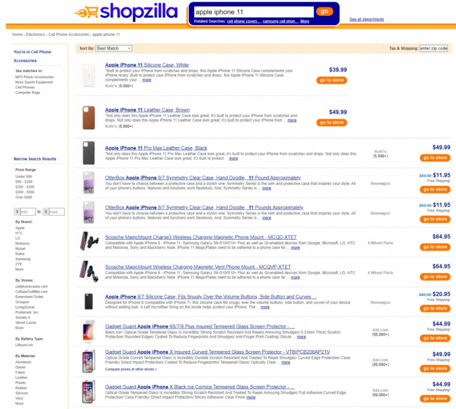 Tiếp thị liên kết có thể được tìm thấy trên trang web "shopzilla.com"